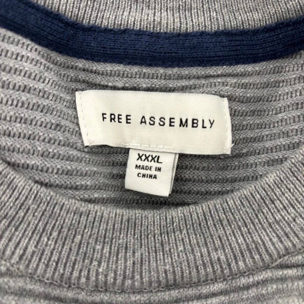 Gray Ribbed Crew Neck Pullover Sweater Size XXXL Workwear Neutral